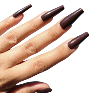 dark brown nail wraps on long nails