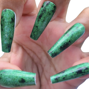 green swirl nail wrap on long nails