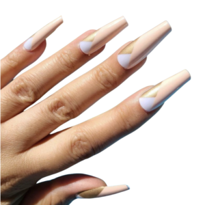 pink gold and white nail wraps on long nails