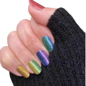 multi colour ombre glitter nail wraps on medium nails