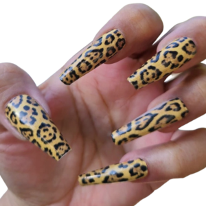 leopard print nail wrap on long nails