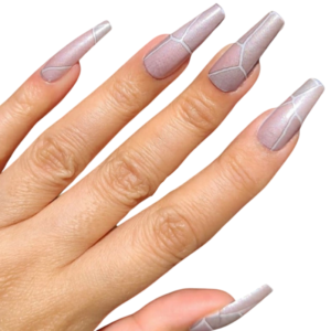 Beige stone pattern nail wraps long nails