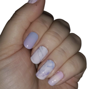 Pastel colours swirls nail wrap on medium nails