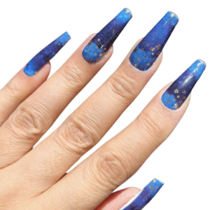 blue and gold stars nail wraps on long nails