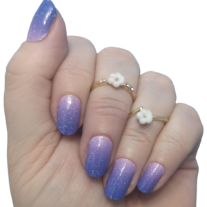 lilac glitter nail wrap on medium nails