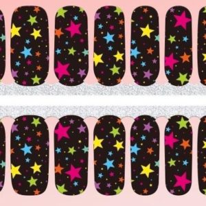 neon stars nail wrap