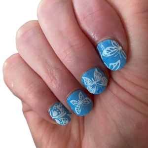 flutters nail wrap over bluebell