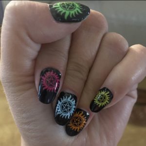 Bobby overlay nail wrap over neon colours