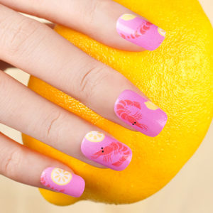 shrimp & lemon nail wrap