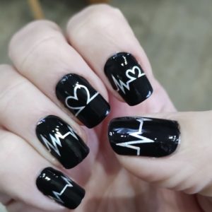black heart nail wrap