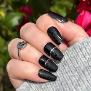 Black beauty custom nail wrap, exclusive to Bewitched Digits