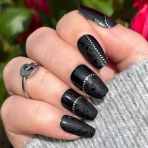 Black beauty custom nail wrap, exclusive to Bewitched Digits