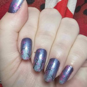 Twilight blossoms custom nail wrap, exclusive to Bewitched Digits