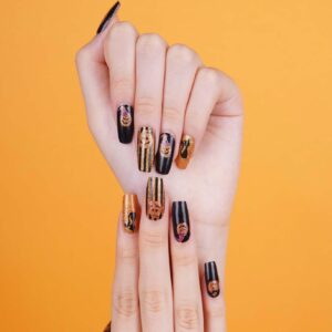 pumpkin sparkle nail wrap