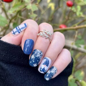 blue christmas nail wrap