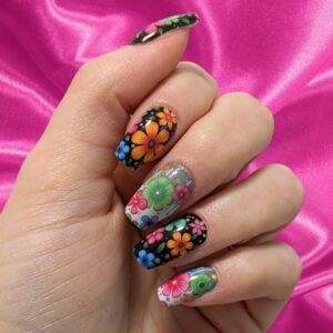 Electric blooms nail wrap exclusive to Bewitched Digits